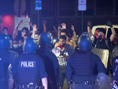 Police clashed with protesters on Woodward on Sunday morning.