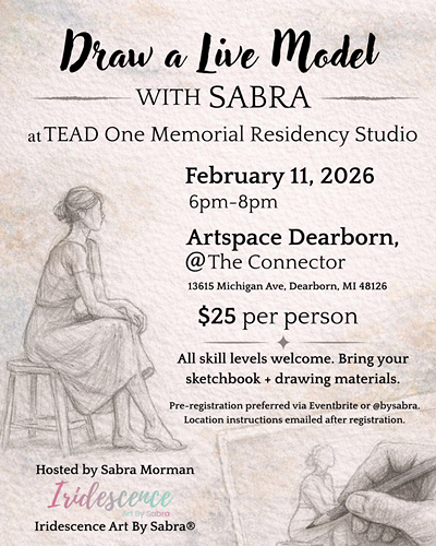 Come draw with Sabra and the crew at TEAD One Memorial Residency Studio