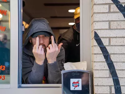 Eminem at the grand opening of his Detroit restaurant, Mom's Spaghetti, in September.