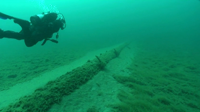 In 2013, the National Wildlife Federation sent divers to look at Enbridge, Inc.'s aging straits pipelines, finding wide spans of unsupported structures encrusted with exotic zebra mussels and quagga mussels.