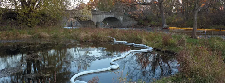 Enbridge Spill remaining below Ceresco Dam near Kalamazoo