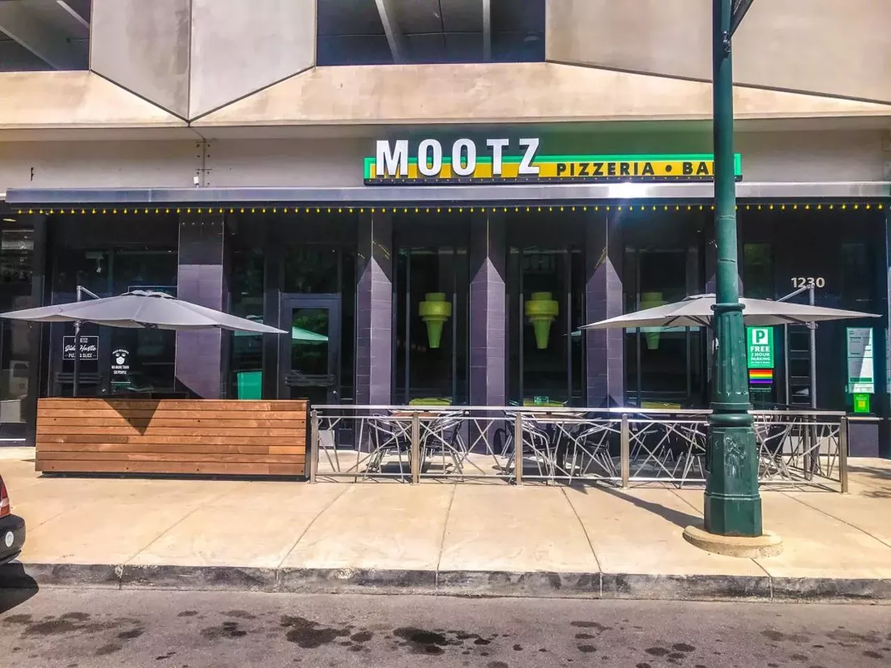 Mootz 1230 Library St., Detroit; 313-243-1230; mootzpizzeria.com In the heart of downtown Detroit, Mootz serves quick, carryout slices and full dine-in pies. They also have appetizers, pasta, drinks, and desserts. Photo via Mootz Pizzeria + Bar / Facebook