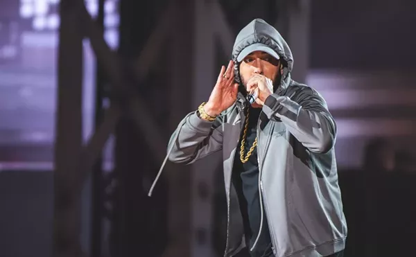 Eminem performs at the Michigan Central Station.