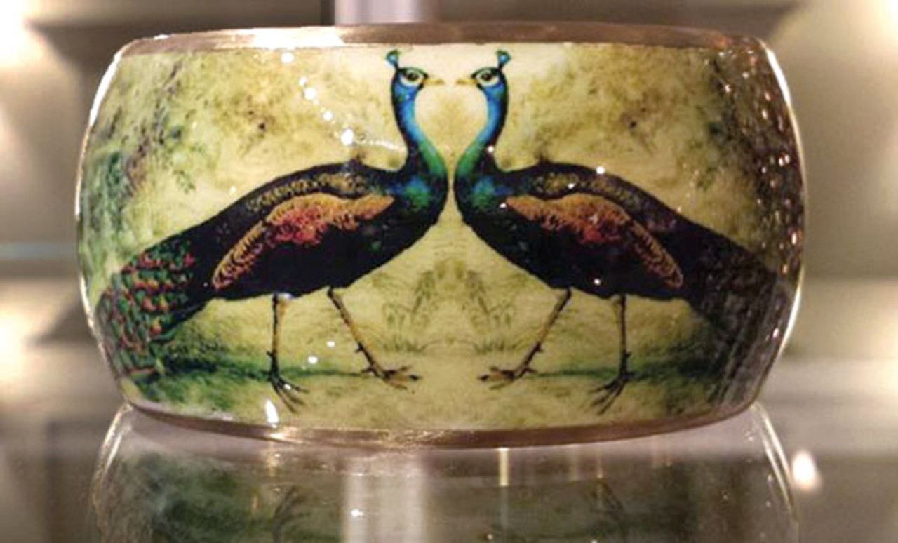 Trust us — she’d rather have peacocks than partridges, turtledoves or French hens. Brass Peacock Bangle Bracelet, $14. Peacock Room & Emerald, 15 E. Kirby, (lobby of the Park Shelton), Detroit; 313-559-5500.