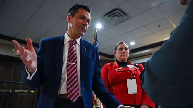 Republican gubernatorial candidate Ryan Kelley attends a Republican gubernatorial in Howell on May 13, 2022.