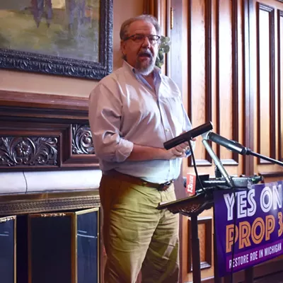 Jeff Timmer, longtime Republican strategist, speaking to a group during a Yes on Prop 3 rally in Grand Rapids on Nov. 5, 2022.