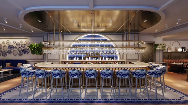 The interior of La Serre in Ann Arbor’s Vanguard Hotel.