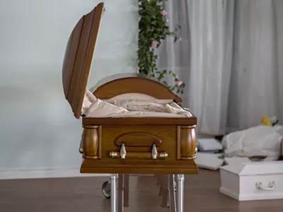 Stock image of a funeral home.