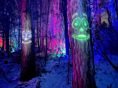 Whimsical, illuminated faces light up Glenlore Trails.