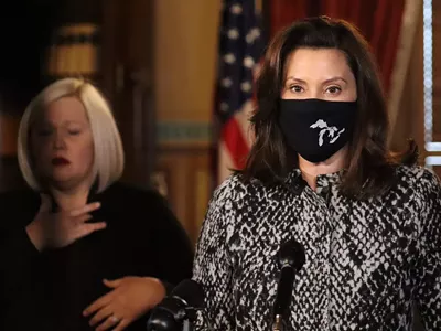 Gov. Gretchen Whitmer during a recent COVID-19 news conference.