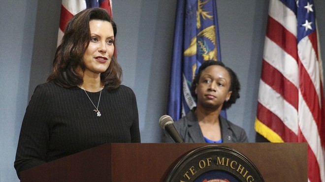 Gov. Gretchen Whitmer, left, with Dr. Joneigh Khaldun, the state's chief medical officer.