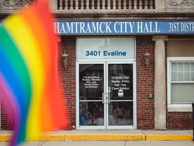 The protest over Hamtramck banning LGBTQ+ Pride flags on city properties, June 24, 2023.