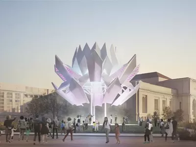 A rendering of the outdoor performance space Midtown Detroit Inc. hopes to build at the Detroit Institute of Arts.