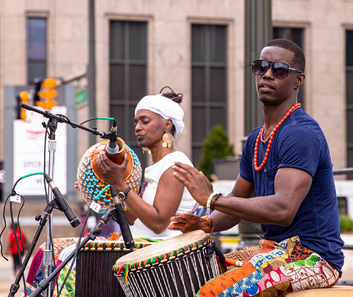 Drummers celebrating Detroit’s first official Juneteenth festivities last year.