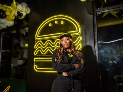 Instant smash: Matashia Dykes at her new Just Smash It burger restaurant on Eight Mile.
