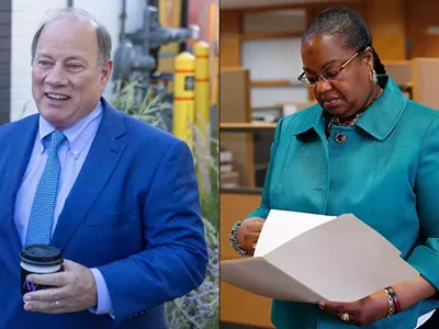 Mayor Mike Duggan, left, and Wayne County Prosecutor Kym Worthy are at odds over a case of disappearing documents.