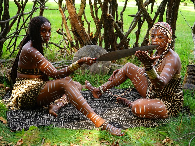 "Unmasking the Woman Warriors" Collaboration by Ifoma Stubbs and Imani Ma'at.