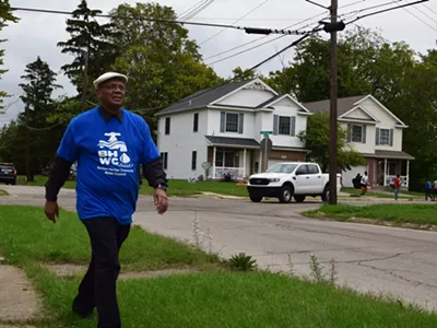 Rev. Edward Pinkney at a water distribution in Benton Harbor Oct. 15.