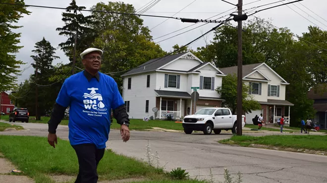 Rev. Edward Pinkney at a water distribution in Benton Harbor Oct. 15.