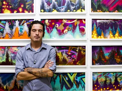 Jordan “Tead” Vaughn at an exhibition of his work at Detroit’s Inner State Gallery, 2013.
