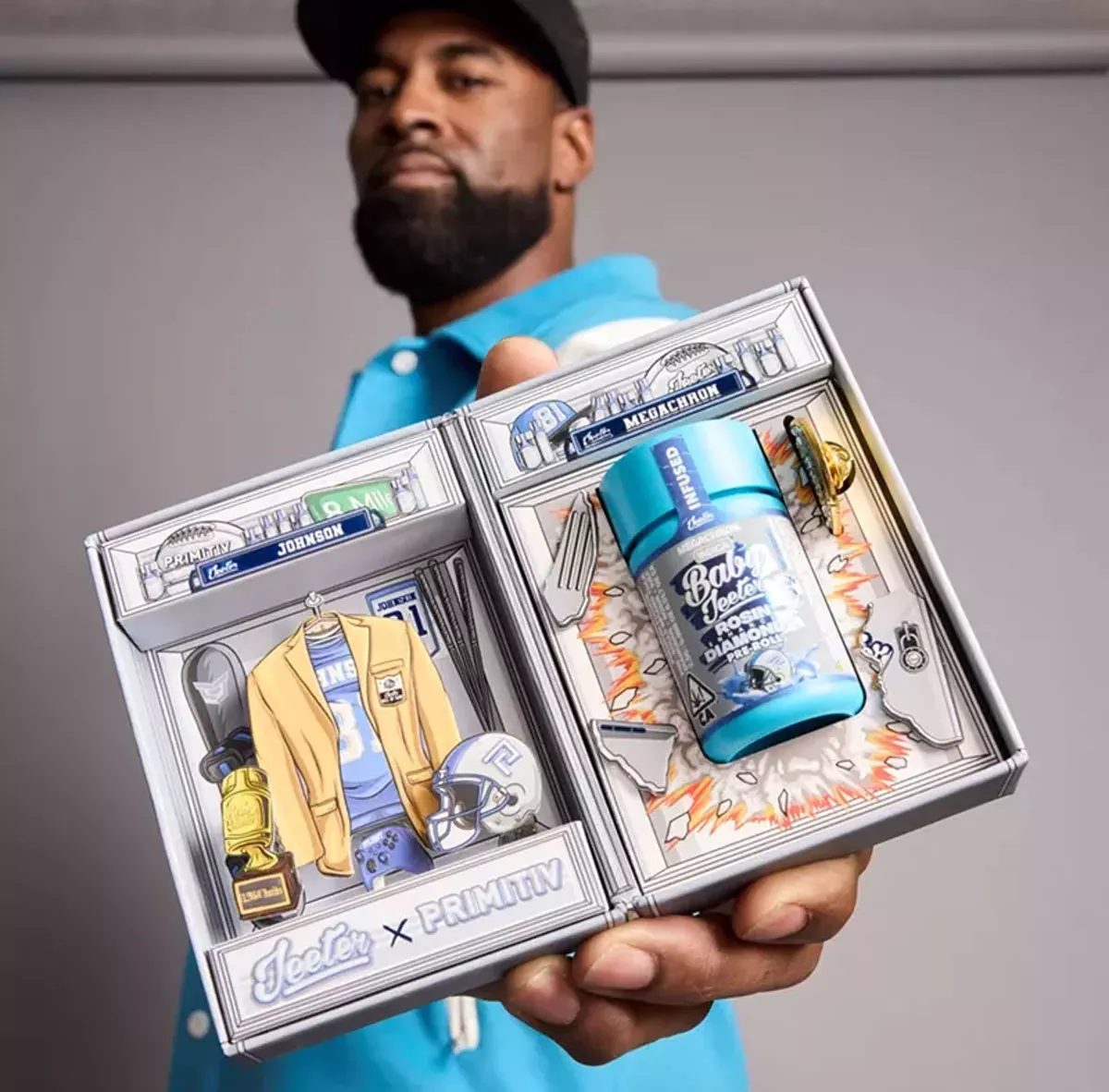 Image: Former Detroit Lions wide receiver Calvin Johnson Jr. has released a “Primitiv Megachron” line of cannabis.