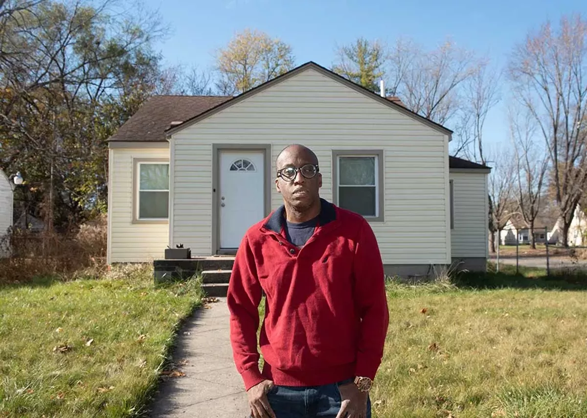 Image: Jerry Flynn Dale stands in front of Def Sound Studio at 18315 Winthrop Ave., Detroit.