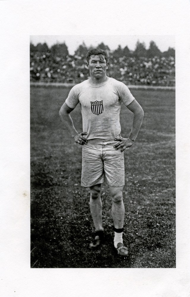 Jim Thorpe in the field uniform of the 1912 U.S. Olympic team.