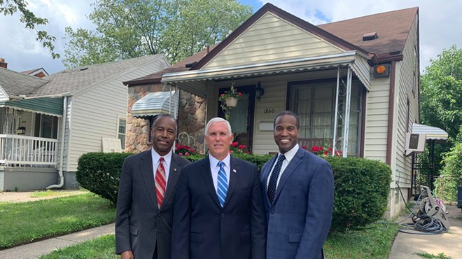 In case there's any confusion: Yes, John James, right, is a Republican.