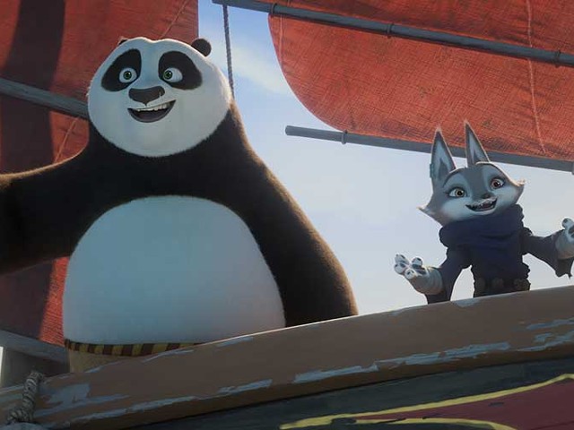 Po (Jack Black) and Zhen (Awkwafina) in Kung Fu Panda 4.