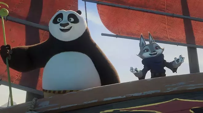 Po (Jack Black) and Zhen (Awkwafina) in Kung Fu Panda 4.