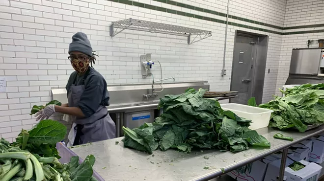 Chef Le’Genevieve Squires prepares holiday meals at Marygrove College.