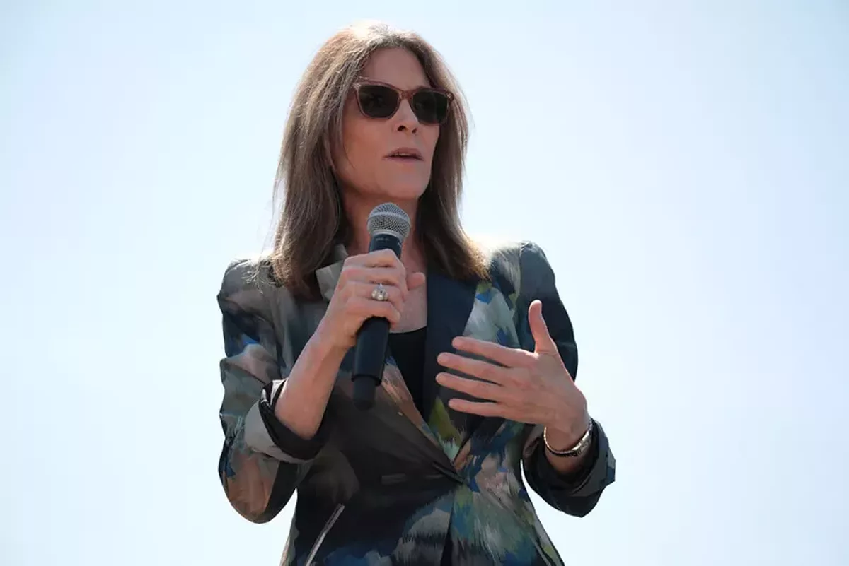 Image: Marianne Williamson campaigning in 2019.