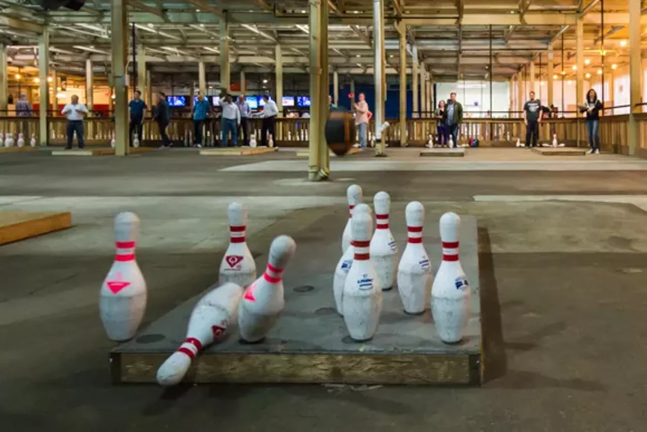 Fowling Warehouse 3901 Christopher St., Hamtramck; 313-264-1288 | 3050 Washtenaw Ave., Ypsilanti; 734-499-3695| fowlingwarehouse.com At the Fowling Warehouse, football meets bowling, and there’s no place like it in metro Detroit. (Well, except its Ypsilanti sister outpost, which opened last year.) The 34,000-square-foot repurposed industrial site features 20 lanes, where players use a football to knock down their opponents’ bowling pins. The facility also includes a 175-seat beer garden and a stage for live music.