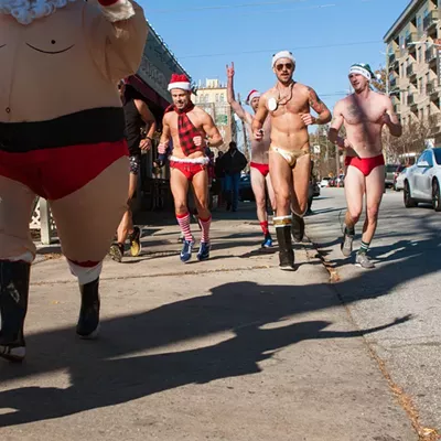 Santa Speedo Run Every winter for the past eight years, brave souls in the Detroit area freeze for a mile in just speedos and Santa hats while running along Woodward Ave. from Campus Martius. The event is a fundraiser run by Halo Detroit to benefit local charities. This year, the organization has the goal of drawing 250 participants, with proceeds to be split between The Greening of Detroit and the Ruth Ellis Center.