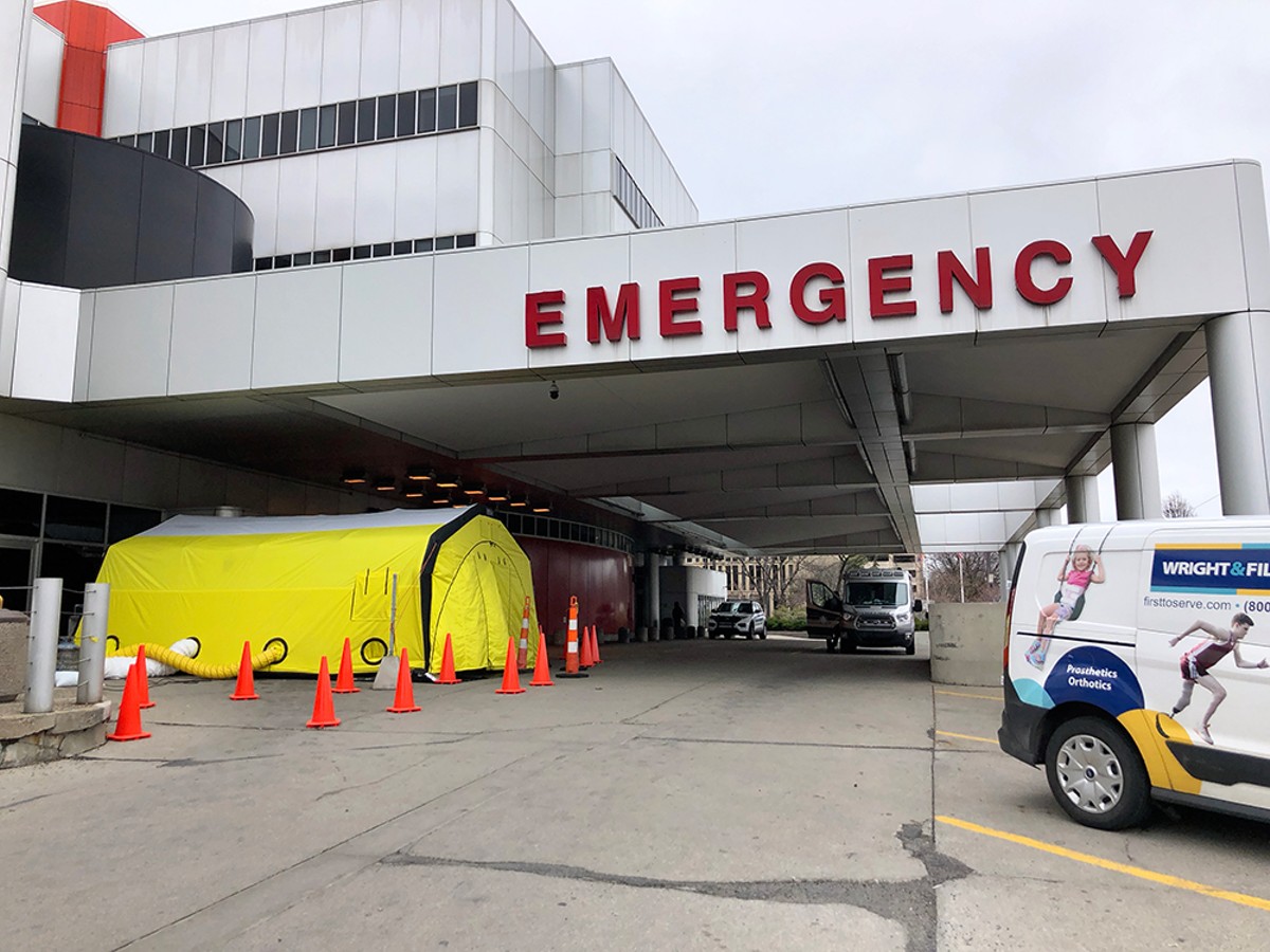 A testing tent at Detroit Medical Center.