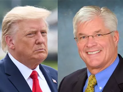 Then-Michigan Senate Majority Leader Mike Shirkey (R-Clarklake), right, met with Donald Trump on Nov. 20, 2020, in the Oval Office.