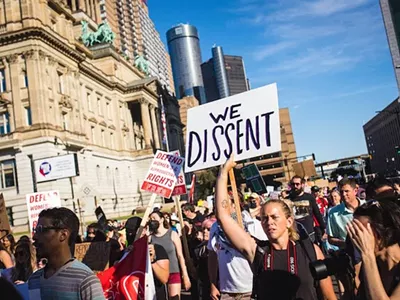 Supporters of abortion rights rally in Detroit.