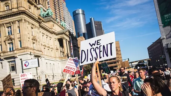 Supporters of abortion rights rally in Detroit.