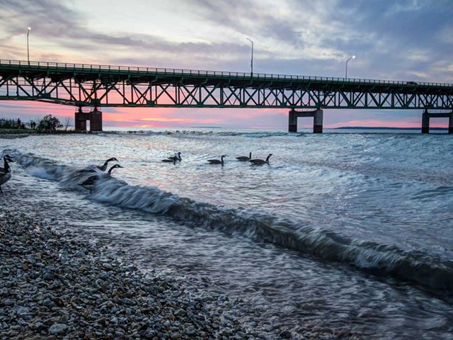 Beneath the Straits of Mackinac is the controversial Line 5 oil and gas pipeline.