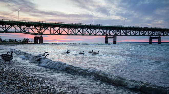 Beneath the Straits of Mackinac is the controversial Line 5 oil and gas pipeline.