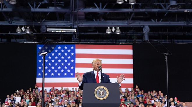 Then-President Donald Trump at a campaign rally in Battle Creek in 2019.