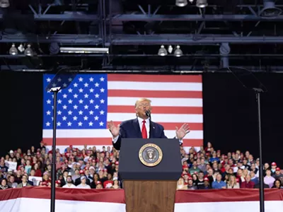 Then-President Donald Trump at a campaign rally in Battle Creek in 2019.