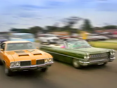 Cars cruising on Woodward Avenue in metro Detroit.