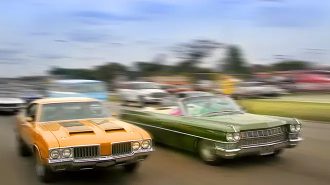 Cars cruising on Woodward Avenue in metro Detroit.