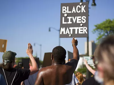 Black Lives Matter protesters in Detroit following the death of George Floyd in 2020.