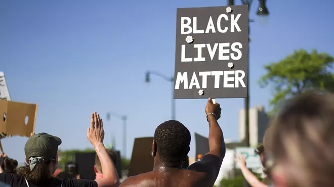 Black Lives Matter protesters in Detroit following the death of George Floyd in 2020.