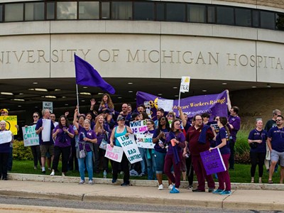 Workers held a picket outside University Hospital to protest worsening conditions.