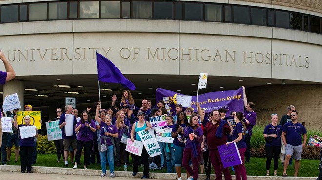 Workers held a picket outside University Hospital to protest worsening conditions.