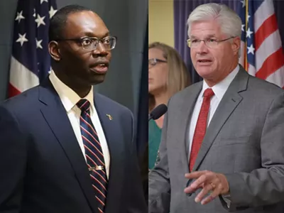 Lt. Governor Garlin Gilchrist II, left, and state Sen. Mike Shirkey.