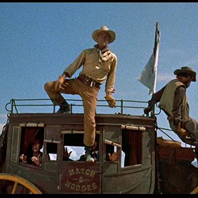 The Tall T (1957)Directed by Budd Boetticher. Written by Burt Kennedy. Produced by Harry Joe Brown.Based on Leonard’s 1955 short story The Captives, the film stars Randolph Scott, Richard Boone, and Maureen O’Sullivan, and tells the story of a former ranch foreman who is kidnapped along with an heiress, held for ransom by three outlaws. In 2000, it was selected for the United States National Film Registry by the Library of Congress as being “culturally, historically, or aesthetically significant.”